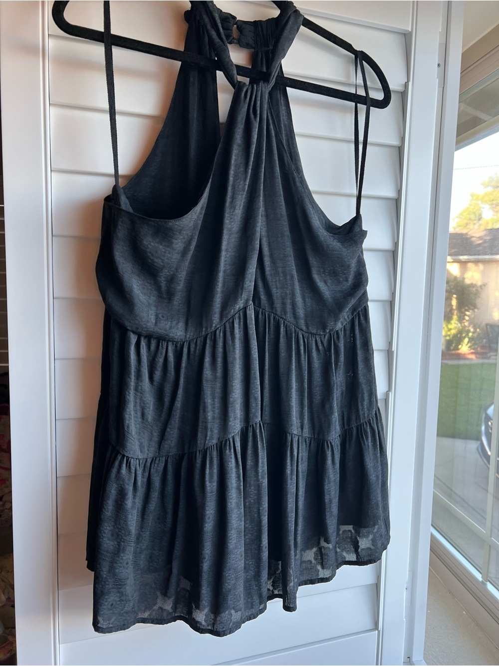 Anthropologie Black Tiered Halter Camisole